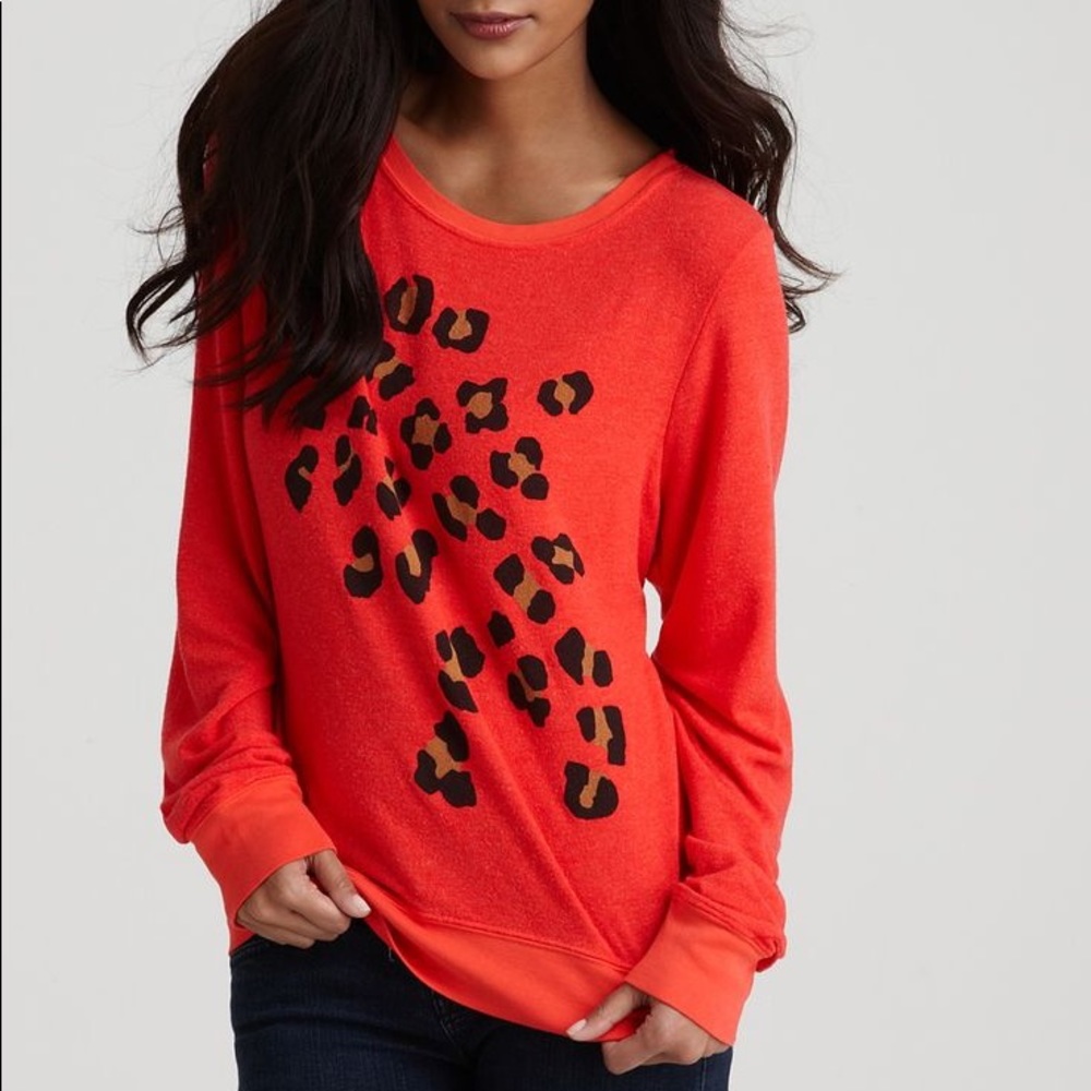 Wildfox Red Cheetah Baggy Beach Jumper Size